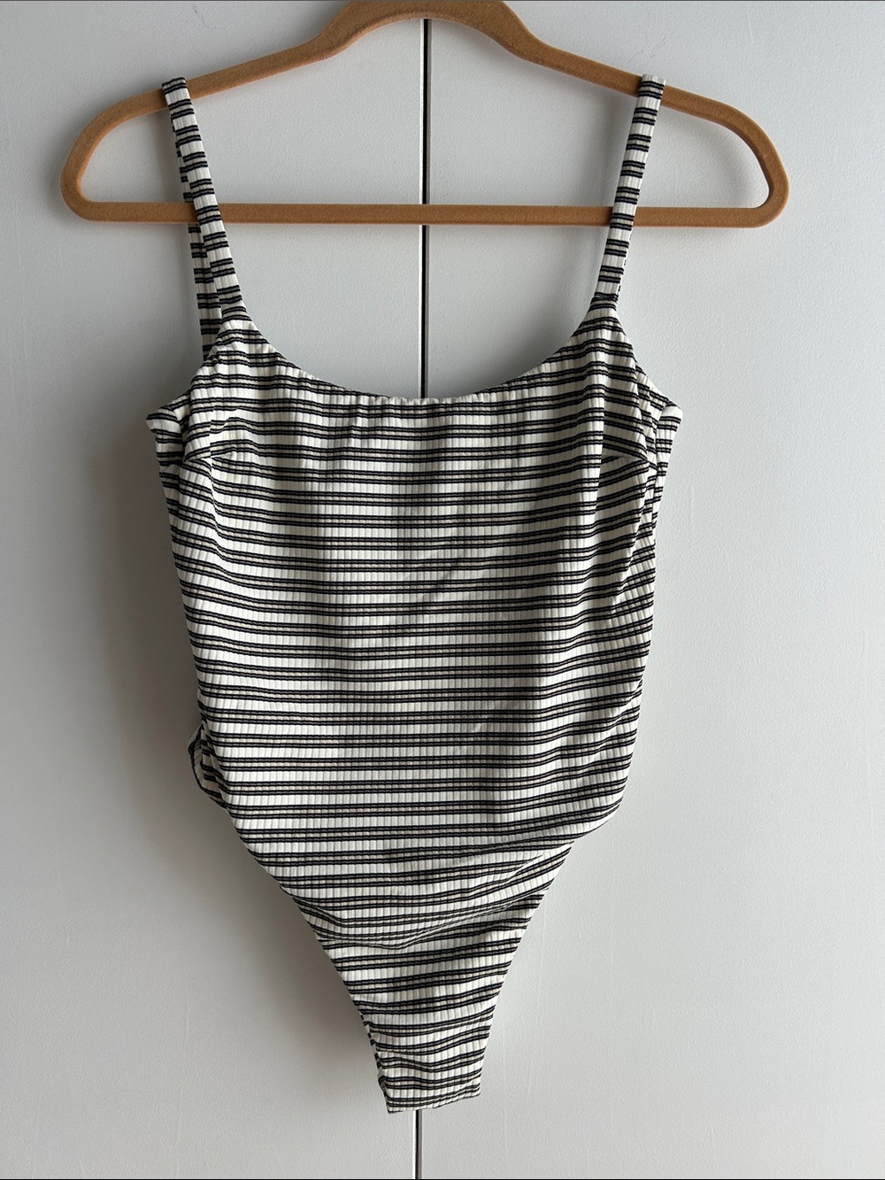 Vitamin A Black, Gold & White Striped One-Piece
